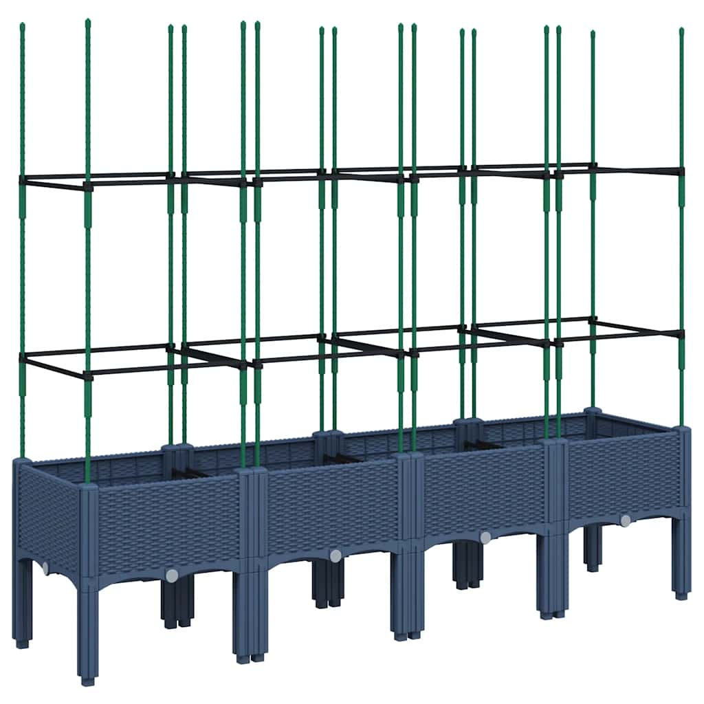 Fioriera Giardino con Traliccio Grigio Blu 160x40x142,5 cm PP