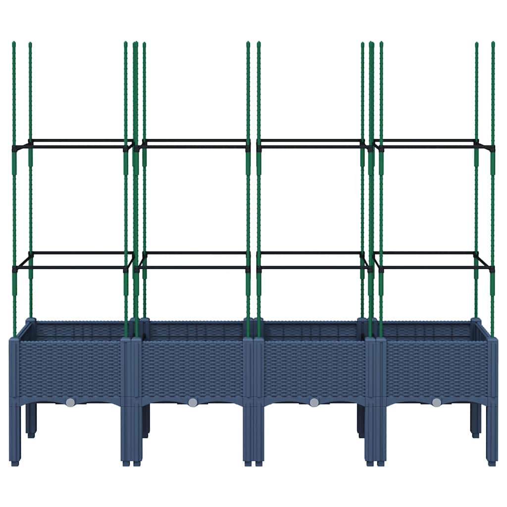 Fioriera Giardino con Traliccio Grigio Blu 160x40x142,5 cm PP