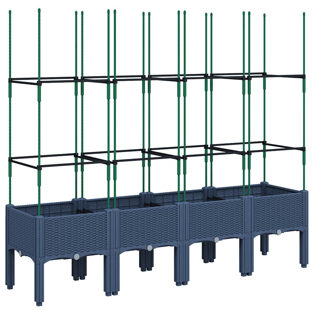 Fioriera Giardino con Traliccio Grigio Blu 160x40x142,5 cm PP