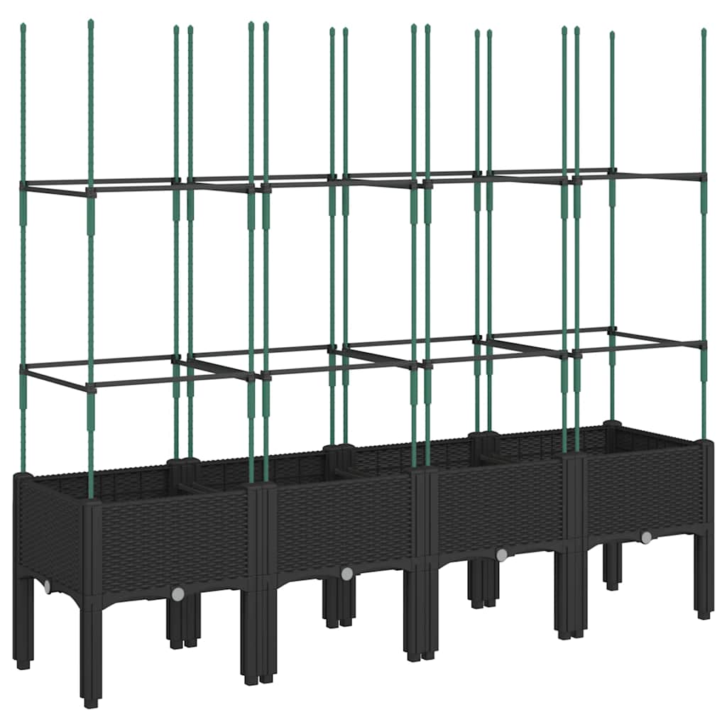 Fioriera da Giardino con Traliccio Nera 160x40x142,5 cm in PP