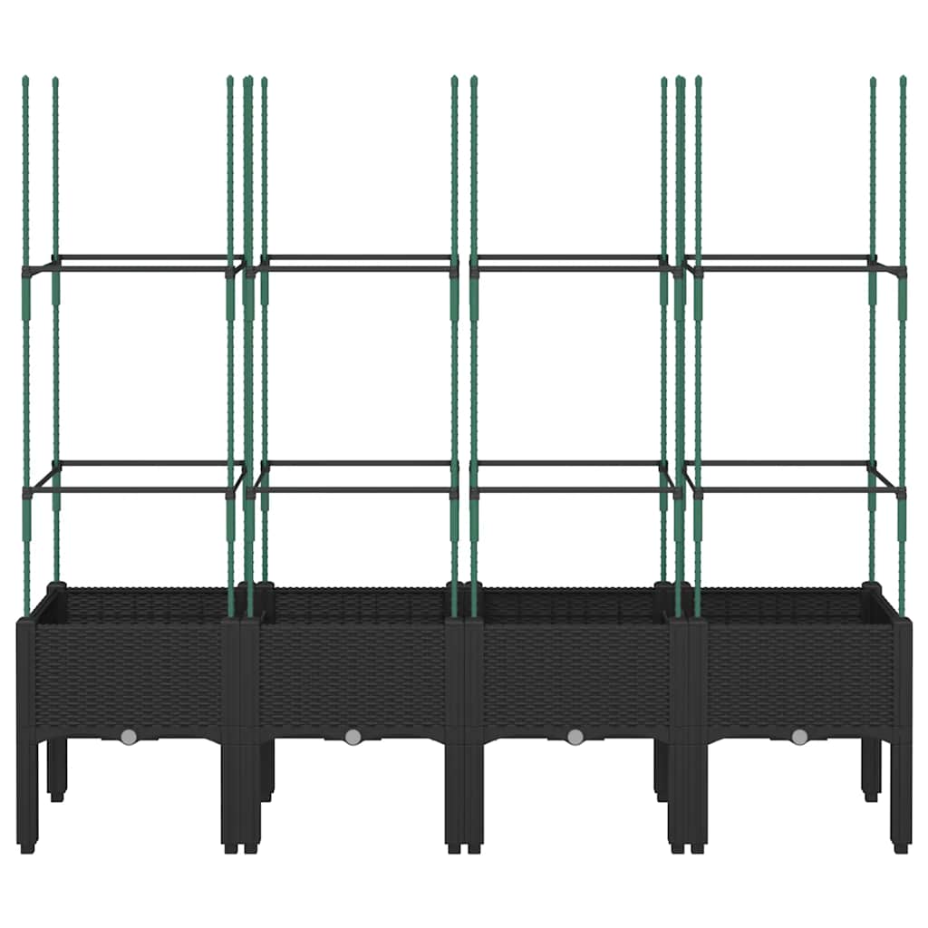 Fioriera da Giardino con Traliccio Nera 160x40x142,5 cm in PP