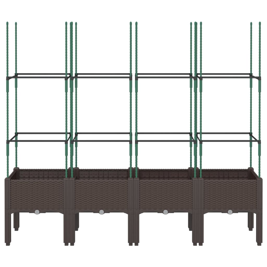 Fioriera da Giardino con Traliccio Marrone 160x40x142,5cm in PP