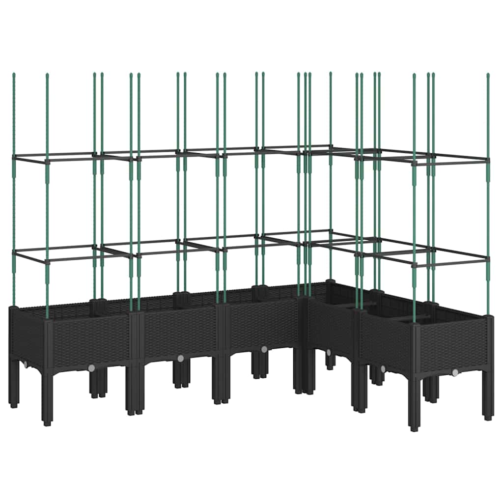Fioriera da Giardino con Traliccio Nera 160x120x142,5 cm in PP