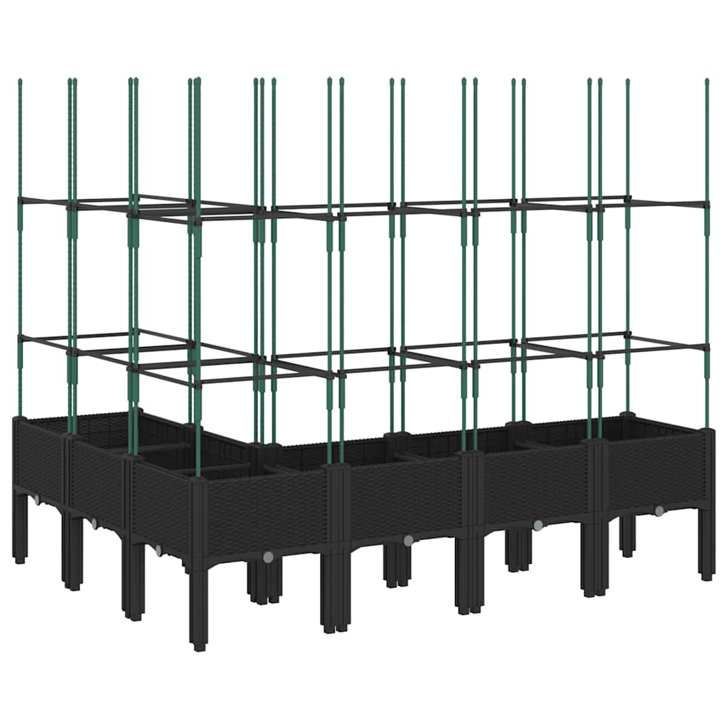 Fioriera da Giardino con Traliccio Nera 160x120x142,5 cm in PP