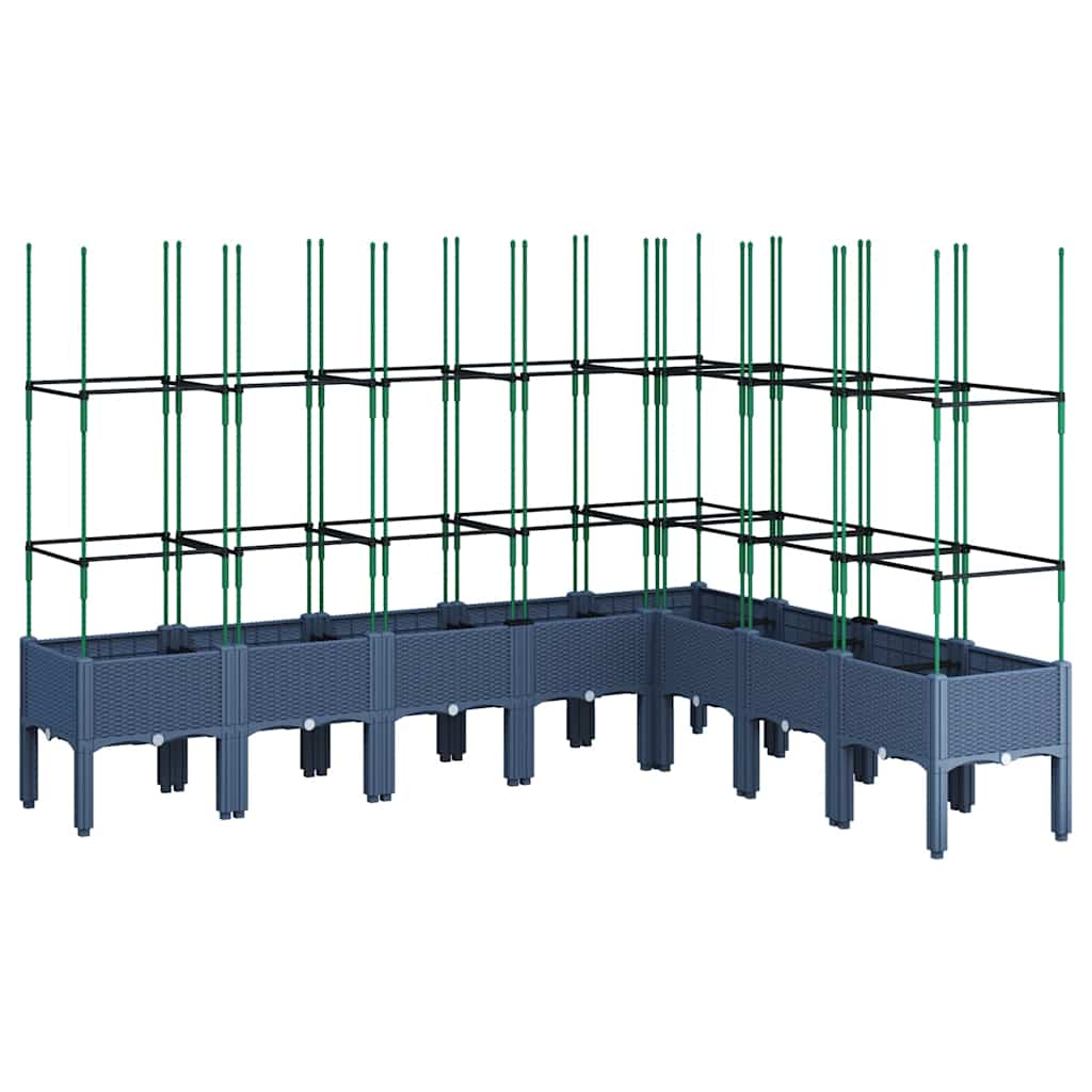 Fioriera Giardino con Traliccio Grigio Blu 200x160x142,5 cm PP