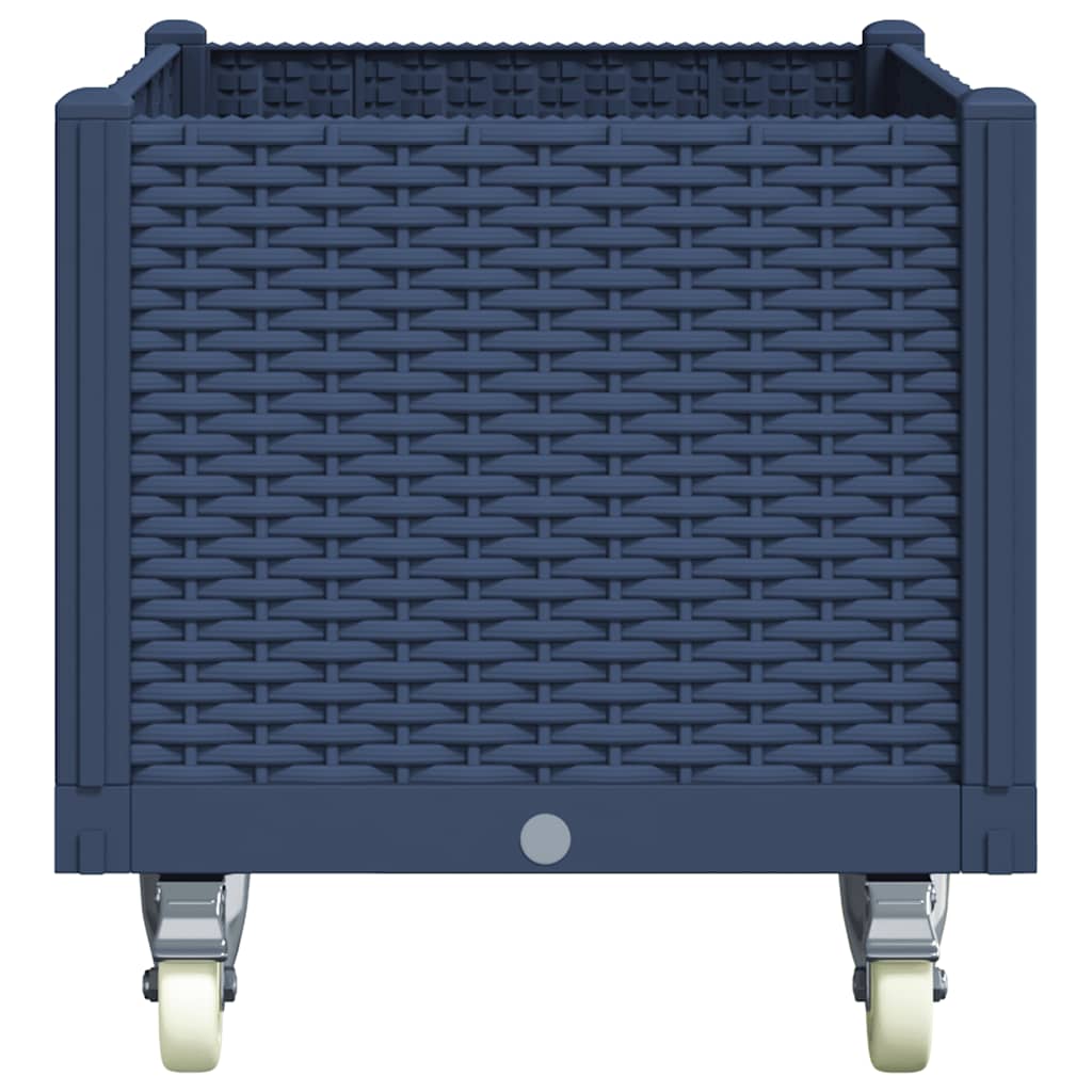 Fioriera da Giardino con Ruote Grigio Blu 80x50x54 cm in PP