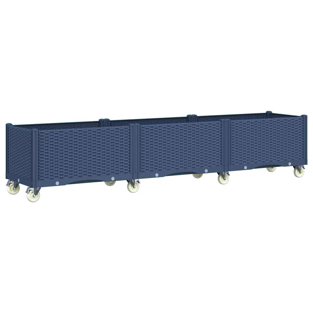 Fioriera da Giardino con Ruote Grigio Blu 240x50x54 cm in PP