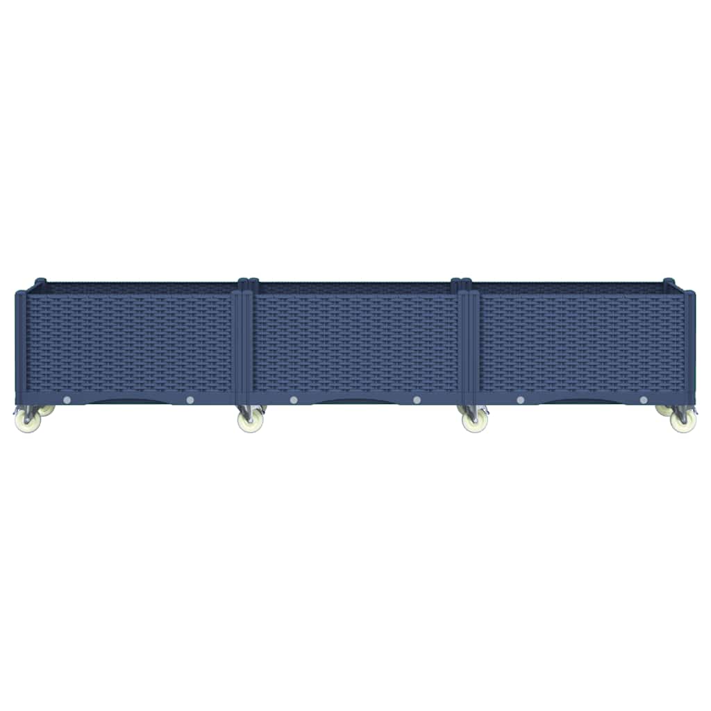 Fioriera da Giardino con Ruote Grigio Blu 240x50x54 cm in PP