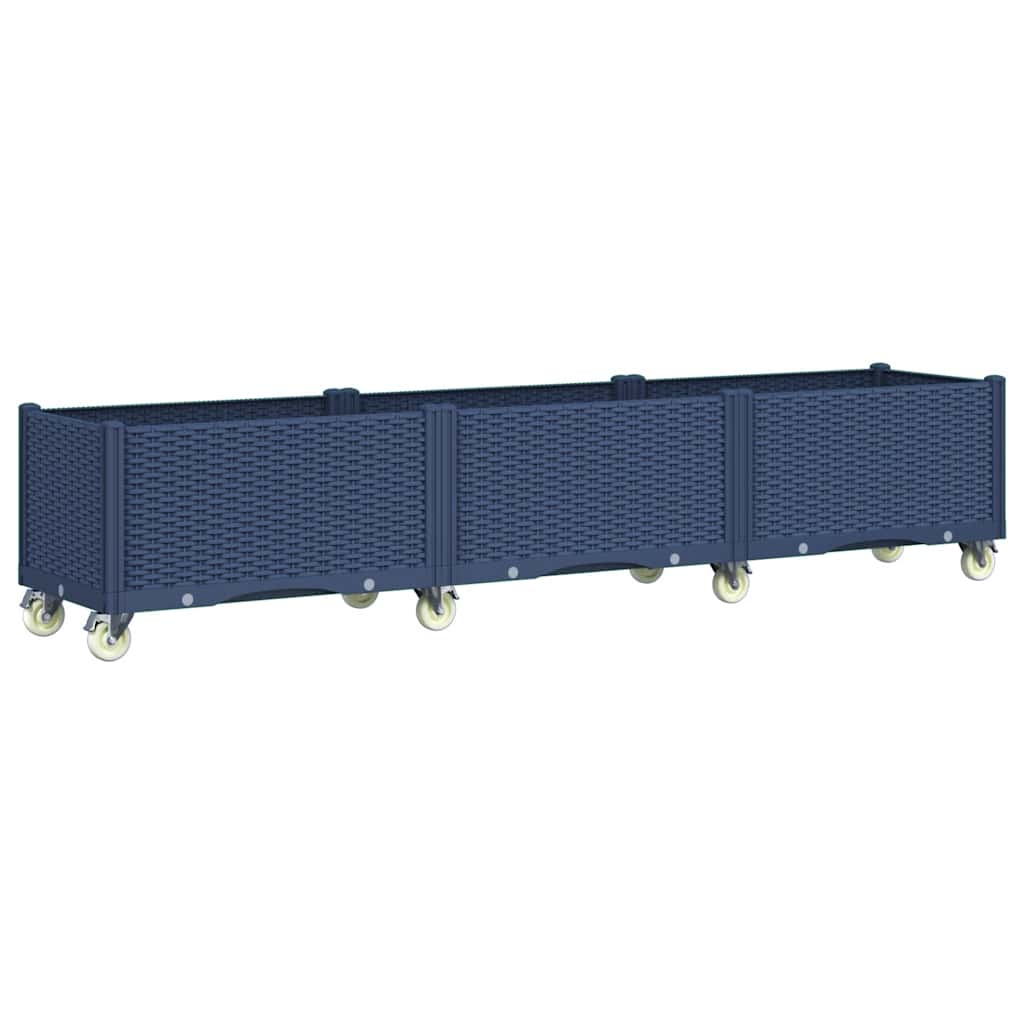 Fioriera da Giardino con Ruote Grigio Blu 240x50x54 cm in PP