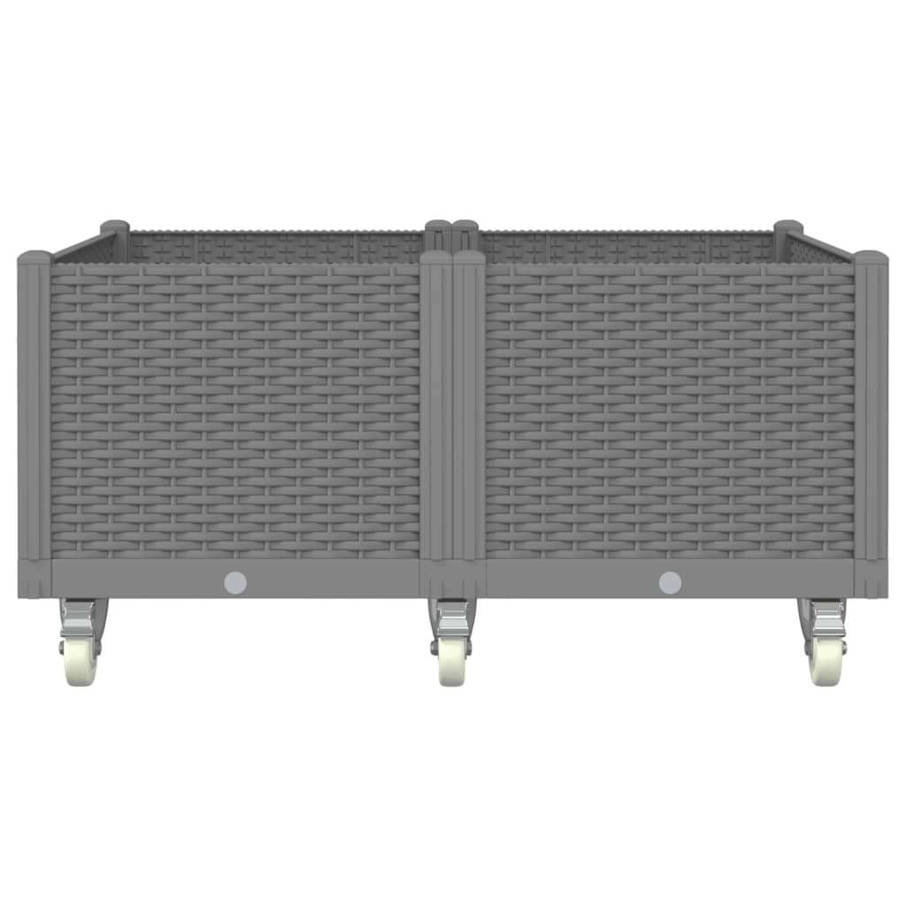 Fioriera da Giardino con Ruote Grigio Chiaro 100x80x54 cm in PP