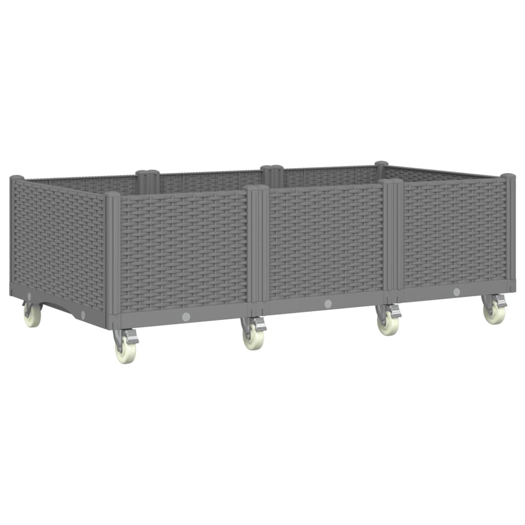 Fioriera da Giardino con Ruote Grigio Chiaro 150x80x54 cm in PP