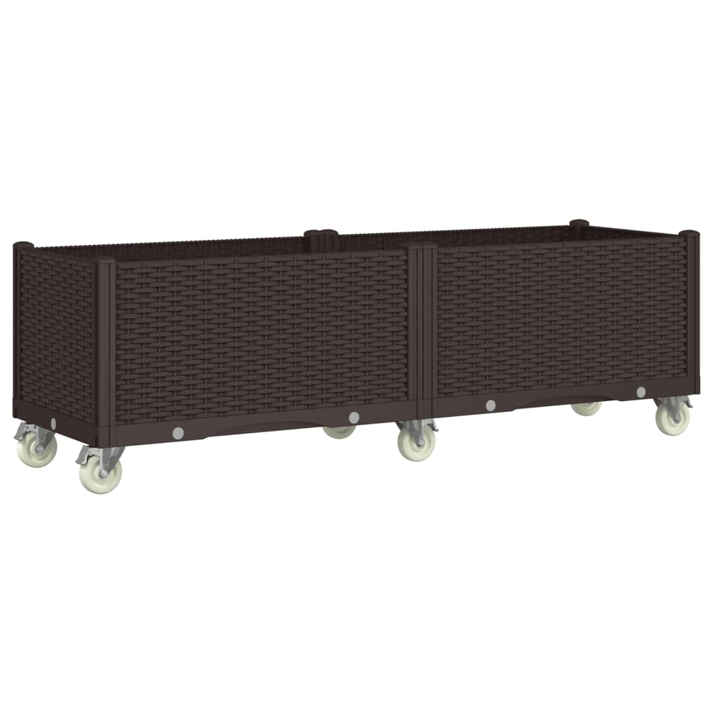 Fioriera da Giardino con Ruote Marrone 160x50x54 cm in PP
