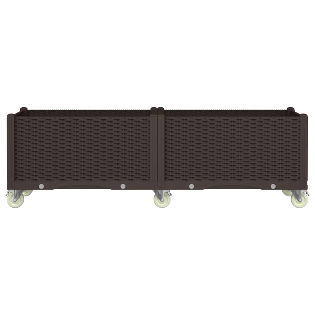 Fioriera da Giardino con Ruote Marrone 160x50x54 cm in PP