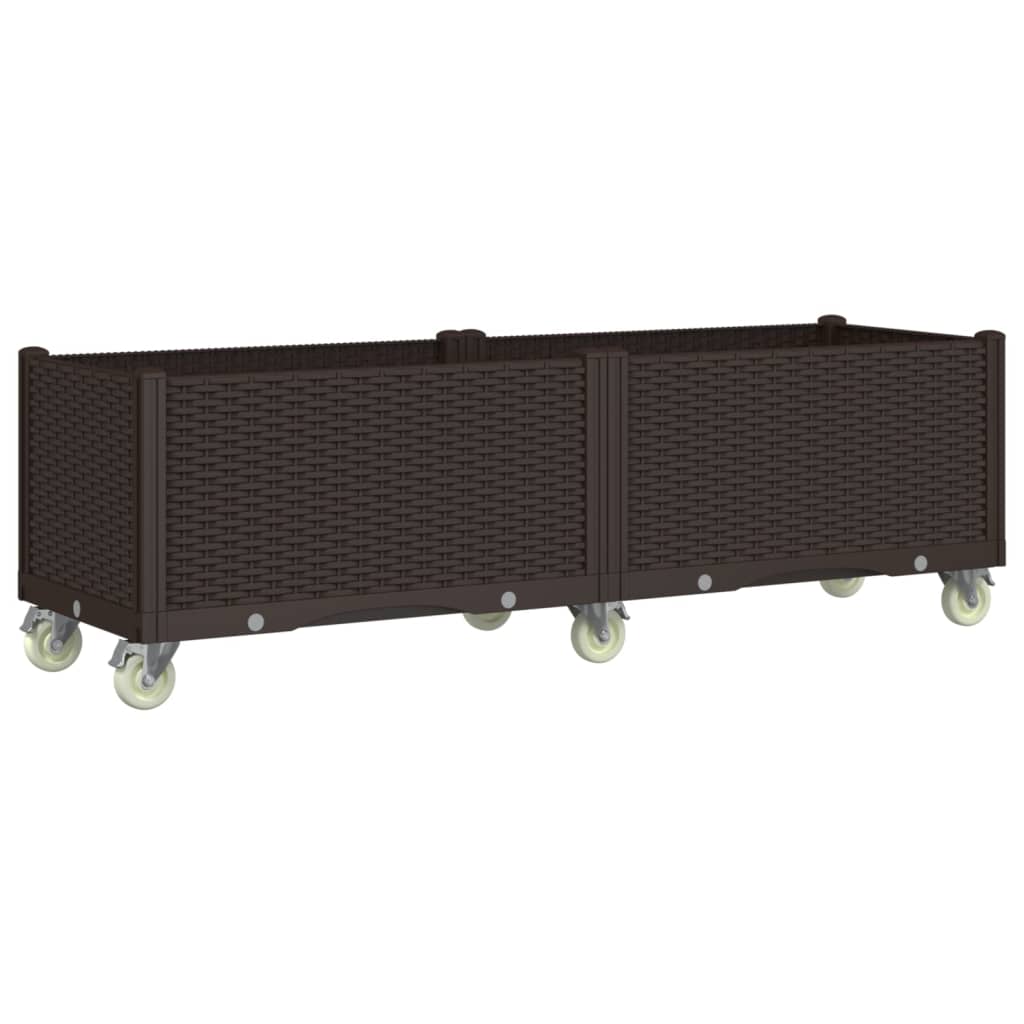 Fioriera da Giardino con Ruote Marrone 160x50x54 cm in PP