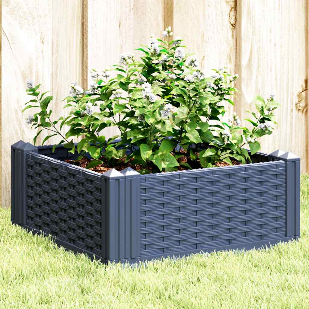 Fioriera Giardino con Picchetti Grigio Blu 42,5x42,5x28,5 cm PP