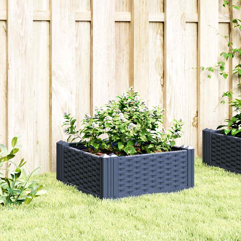 Fioriera Giardino con Picchetti Grigio Blu 42,5x42,5x28,5 cm PP
