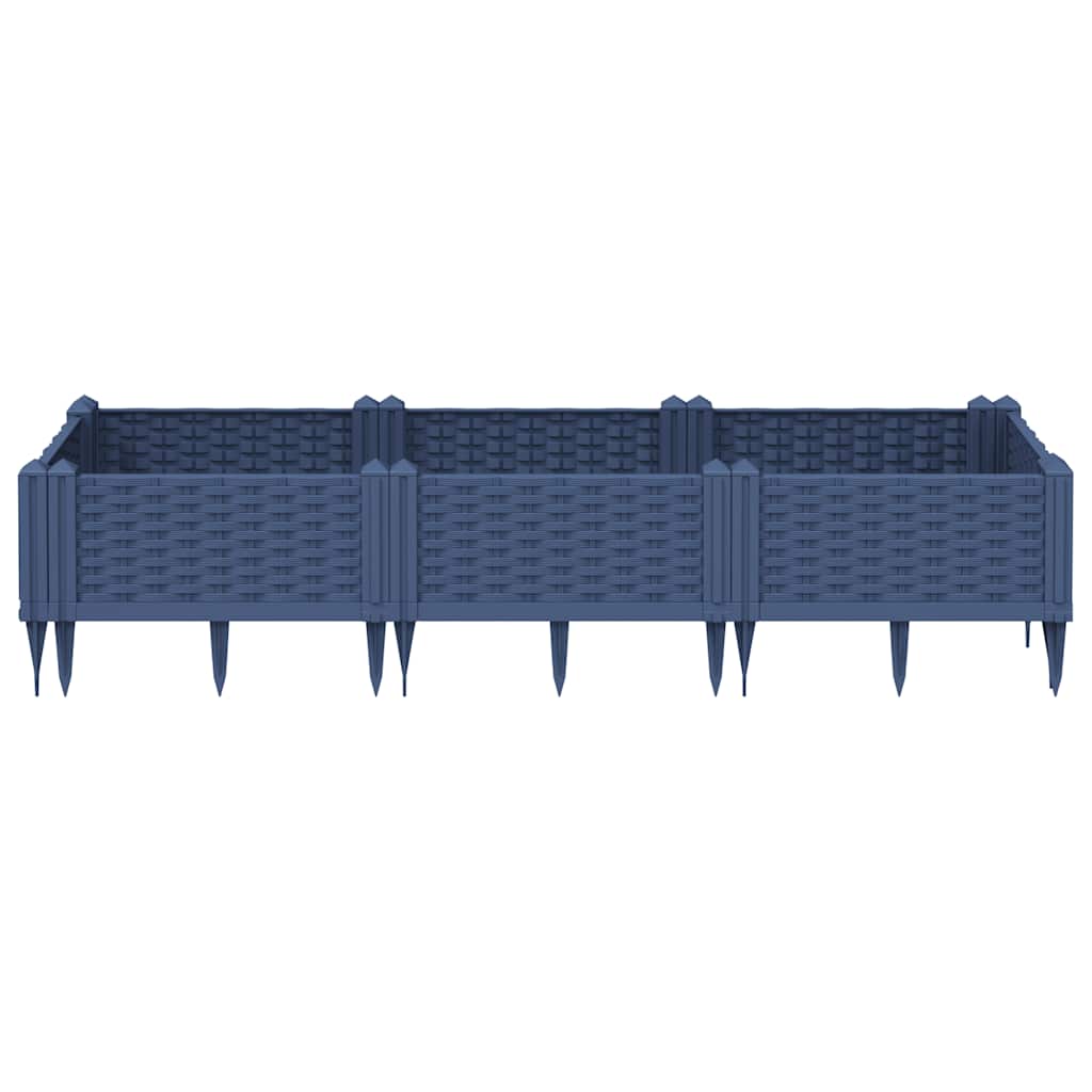 Fioriera Giardino con Picchetti Grigio Blu 125x40x28,5 cm PP