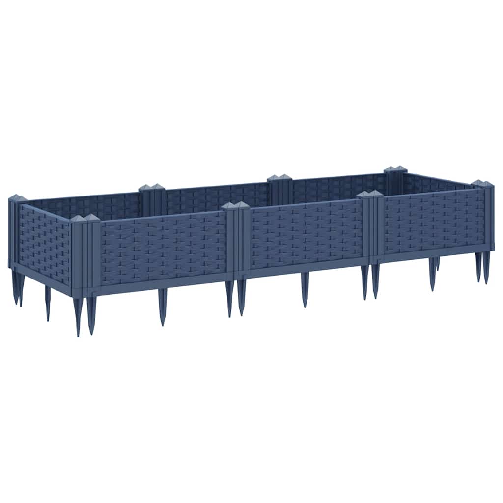 Fioriera Giardino con Picchetti Grigio Blu 125x40x28,5 cm PP