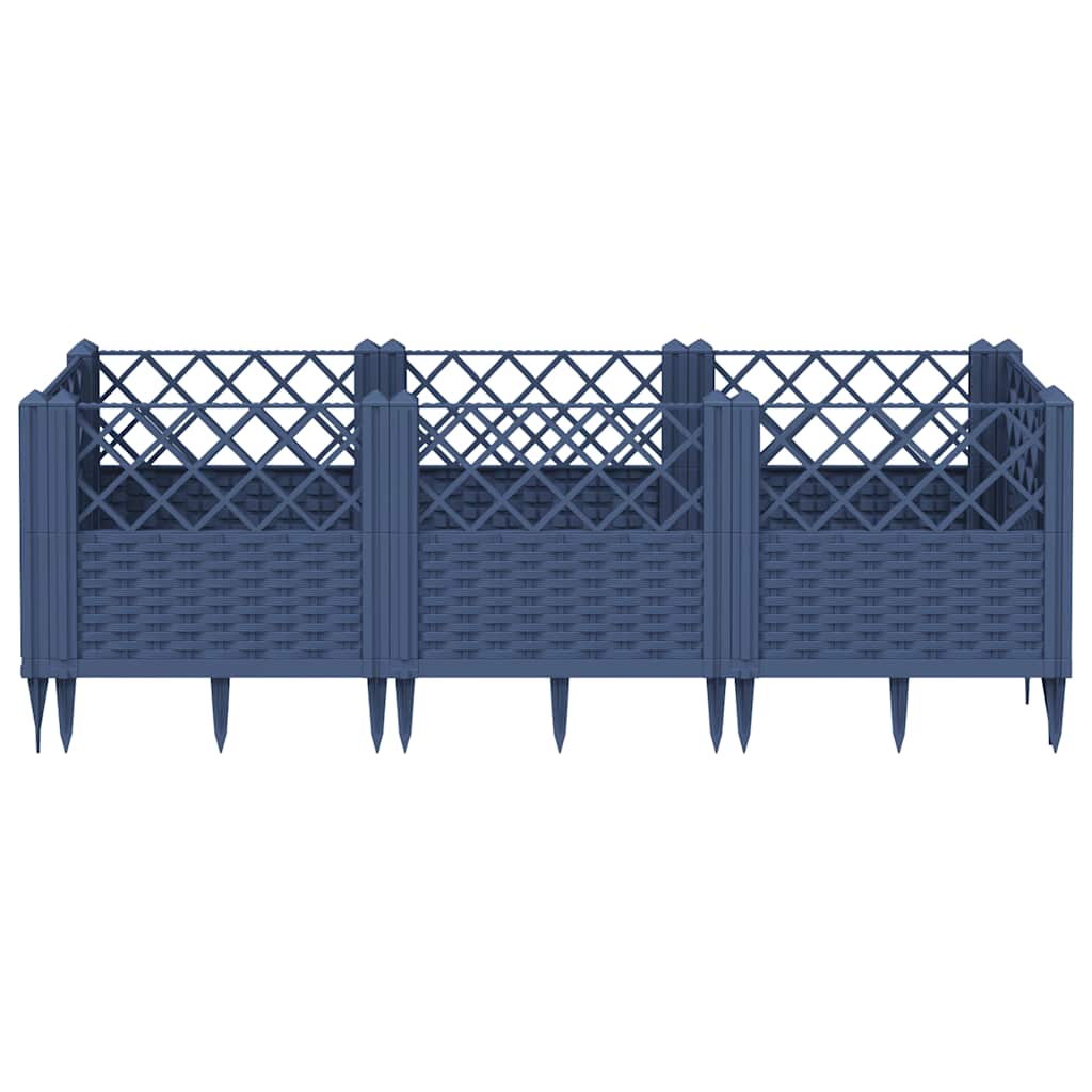 Fioriera Giardino Picchetti Grigio Blu 123,5x43,5x43,5 cm PP