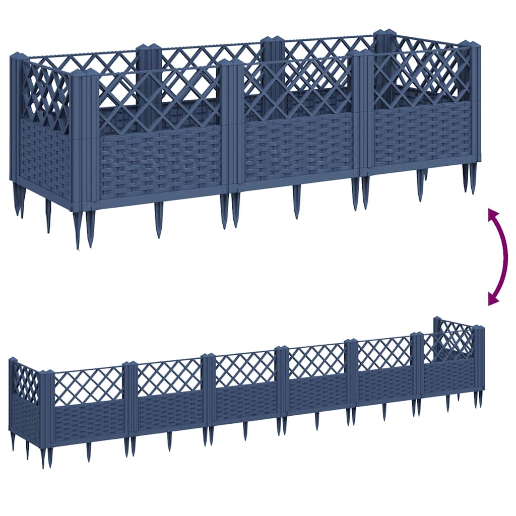 Fioriera Giardino Picchetti Grigio Blu 123,5x43,5x43,5 cm PP