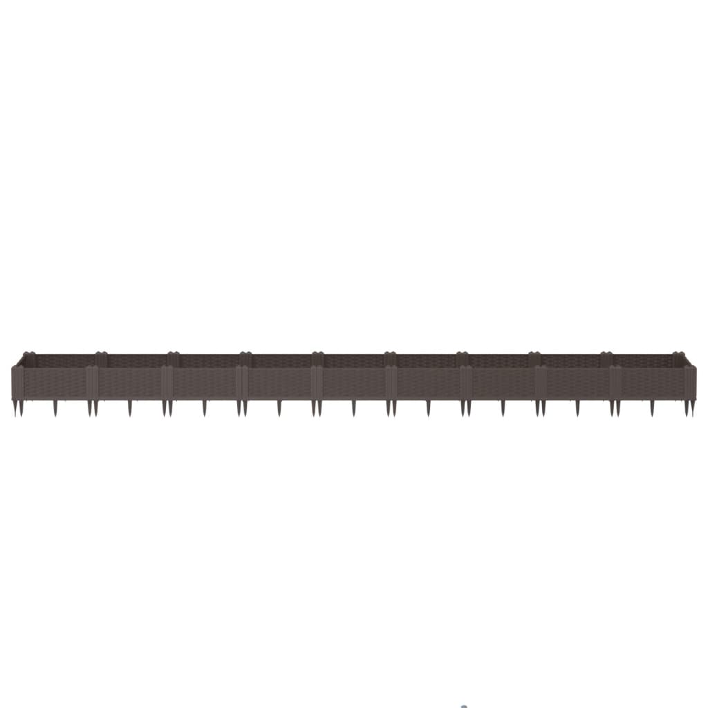 Fioriera da Giardino con Picchetti Marrone 362,5x42,5x28,5cm PP