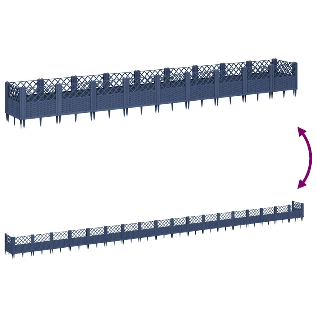 Fioriera Giardino Picchetti Grigio Blu 363,5x43,5x43,5 cm PP