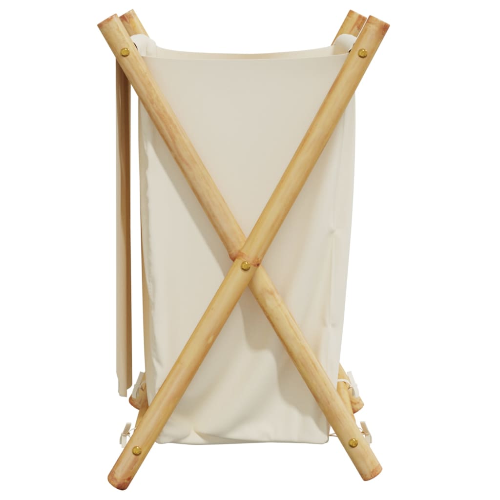 Cesto per Biancheria Bianco Crema 41,5x36x63,5 cm in Bambù