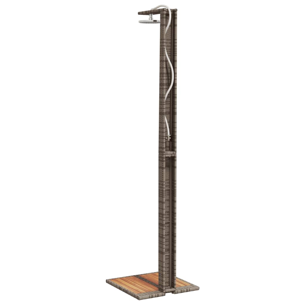 Doccia da Esterno Grigia 50x55x224 cm Polyrattan e Legno Acacia