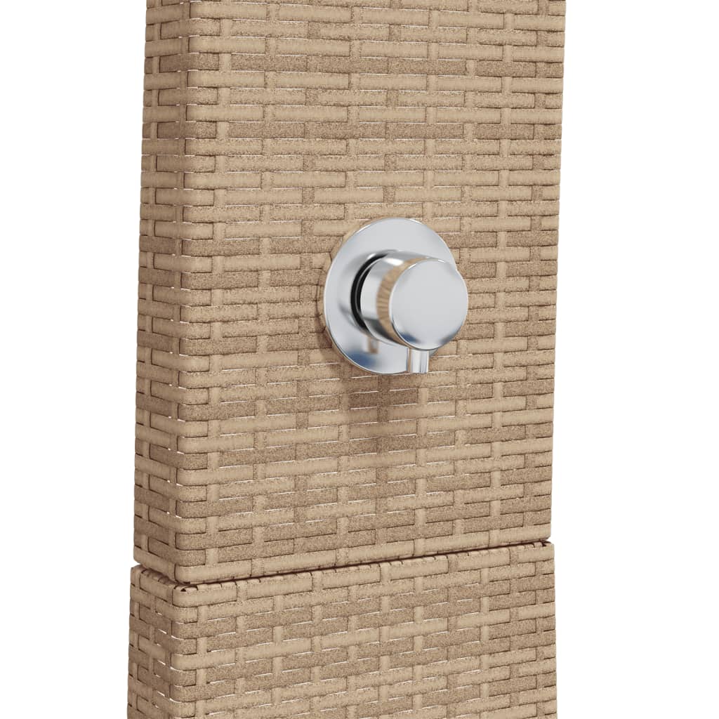 Doccia da Esterno Beige 55x60x224 cm Polyrattan e Legno Acacia