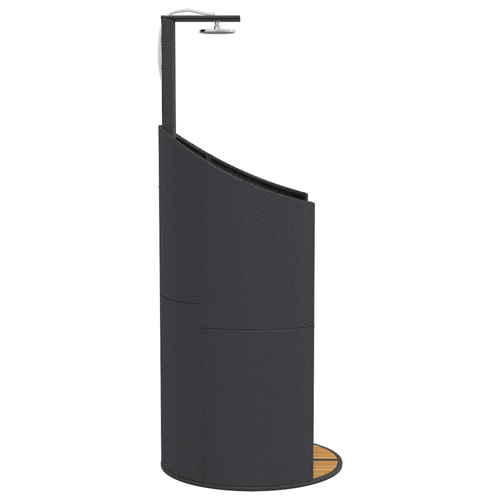 Doccia Esterno Nera 100x100x241,5 cm Polyrattan e Legno Acacia