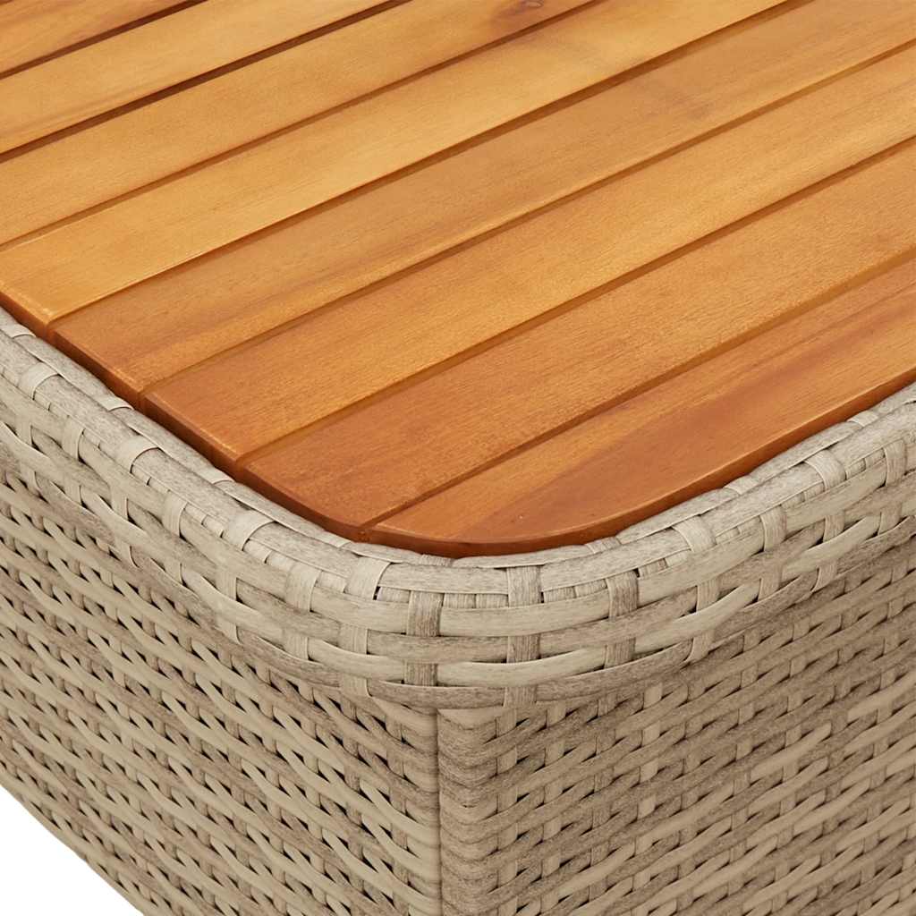 Tavolo da Giardino Beige 110x110x71cm Polyrattan e Legno Acacia