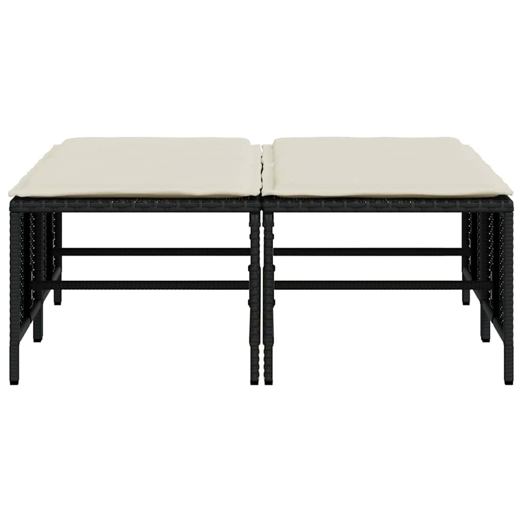 Sgabelli da Giardino con Cuscini 4 pz Neri in Polyrattan