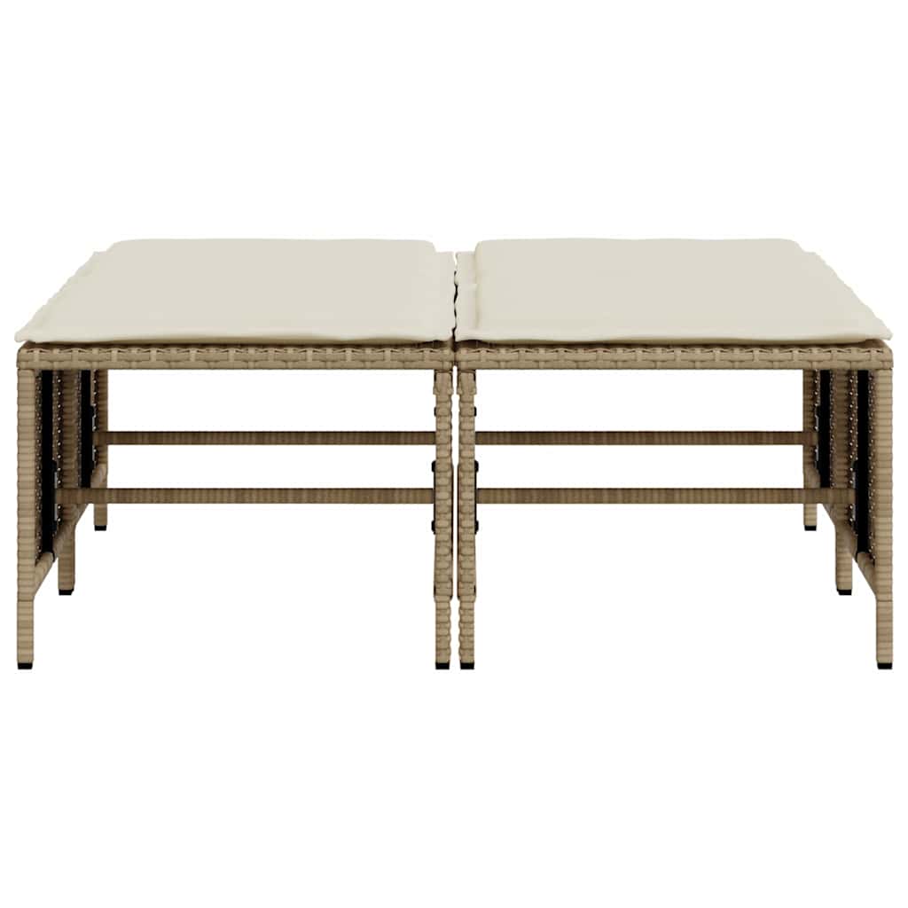 Sgabelli da Giardino con Cuscini 4 pz Beige in Polyrattan