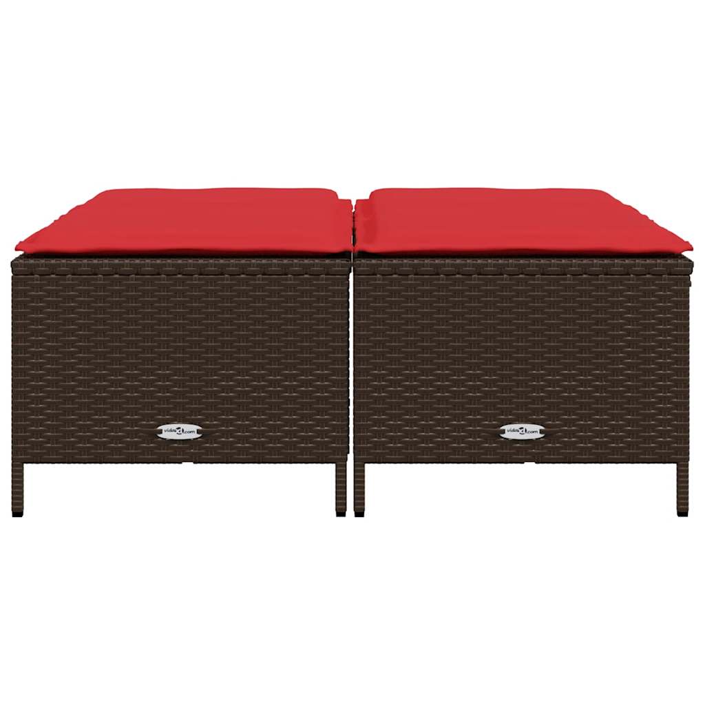 Sgabelli da giardino con Cuscini 4 pz in Polyrattan Marrone
