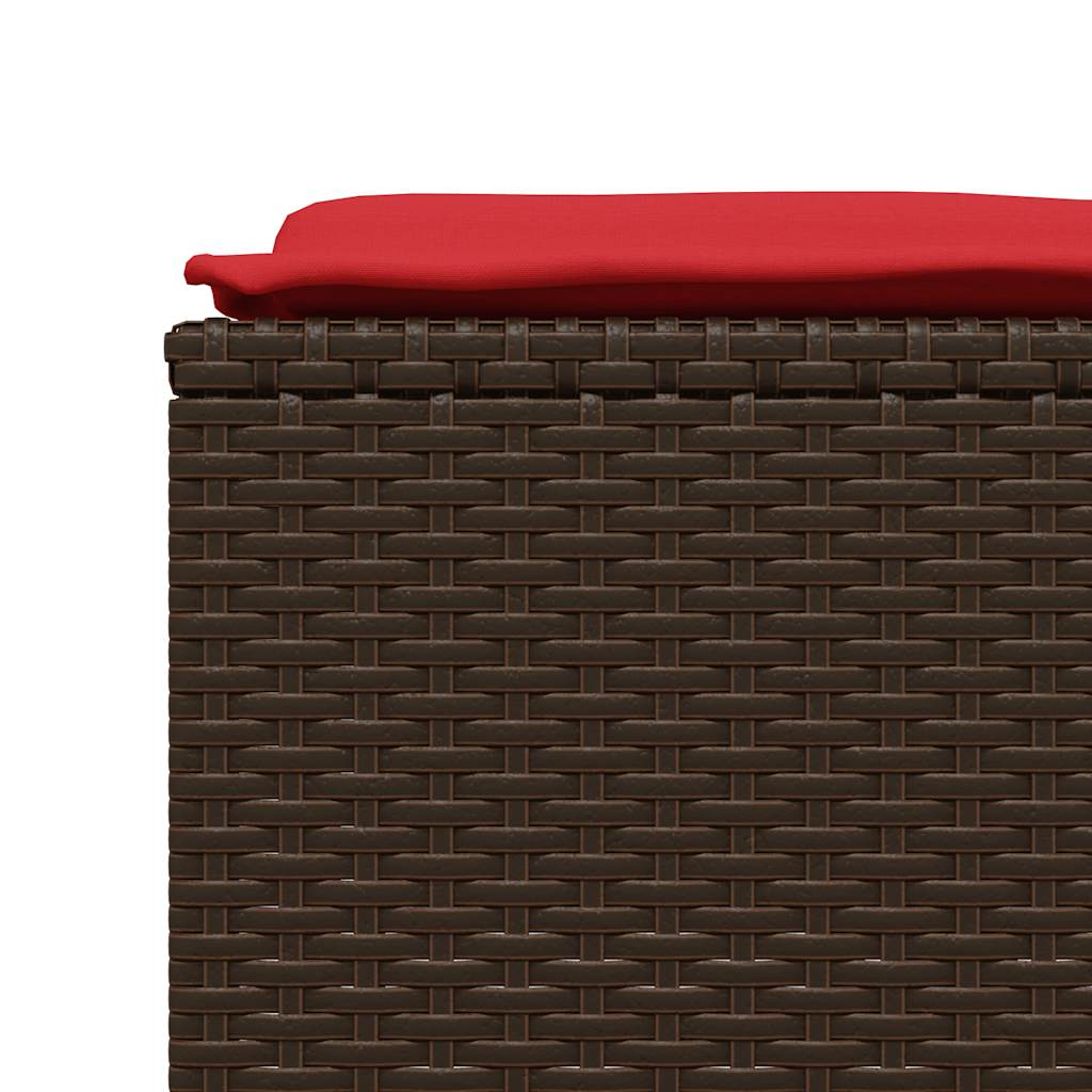 Sgabelli da giardino con Cuscini 4 pz in Polyrattan Marrone