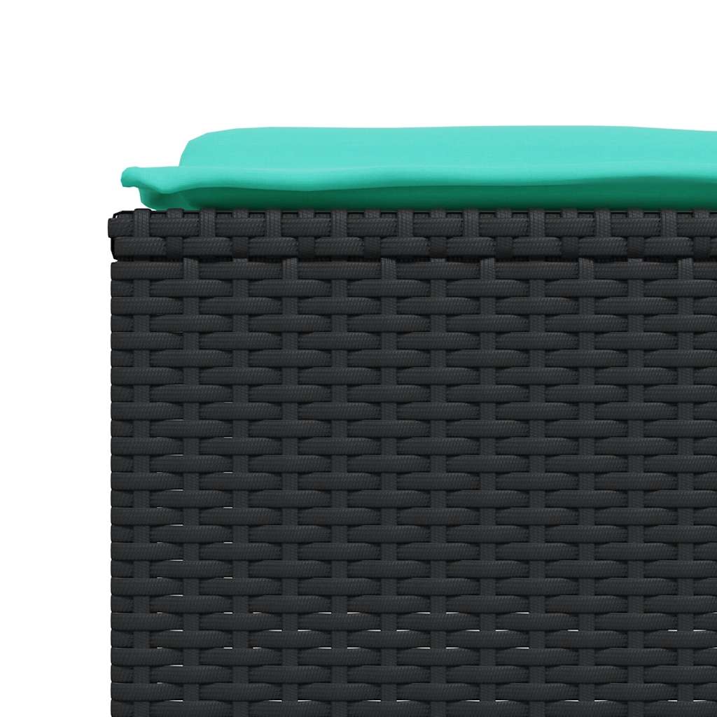 Sgabelli da giardino con Cuscini 4 pz in Polyrattan Nero