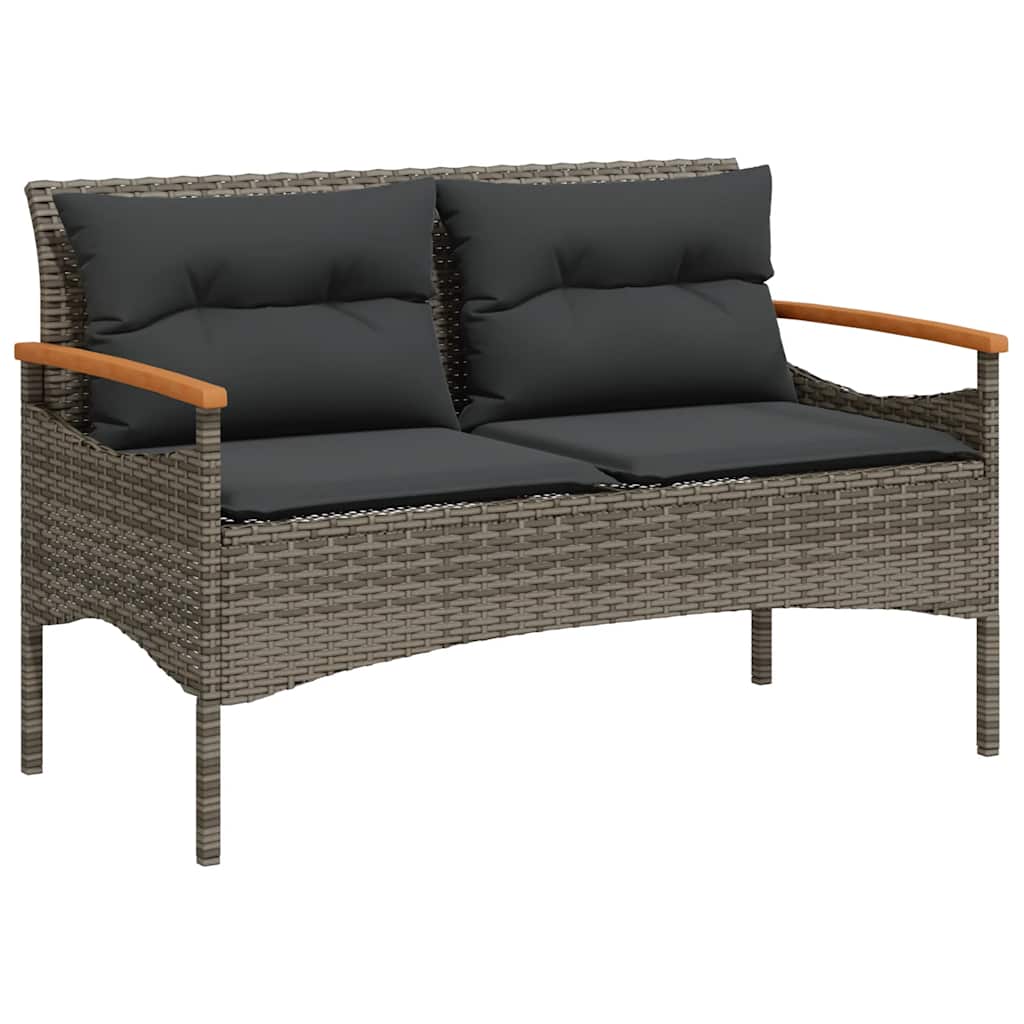Set Divani da Giardino 4 pz con Cuscini in Polyrattan Grigio