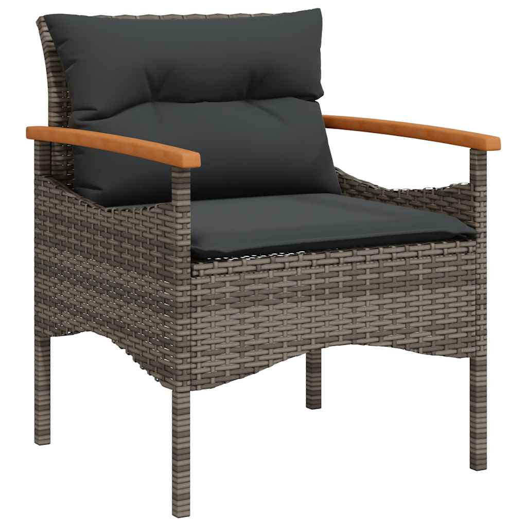 Set Divani da Giardino 4 pz con Cuscini in Polyrattan Grigio