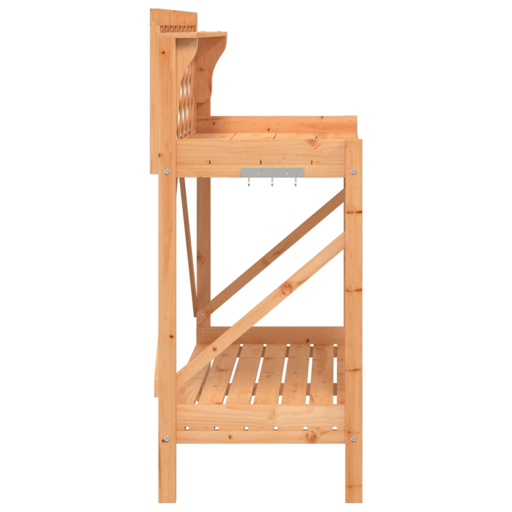 Panca Porta Vasi con Traliccio Marrone Legno Massello di Abete