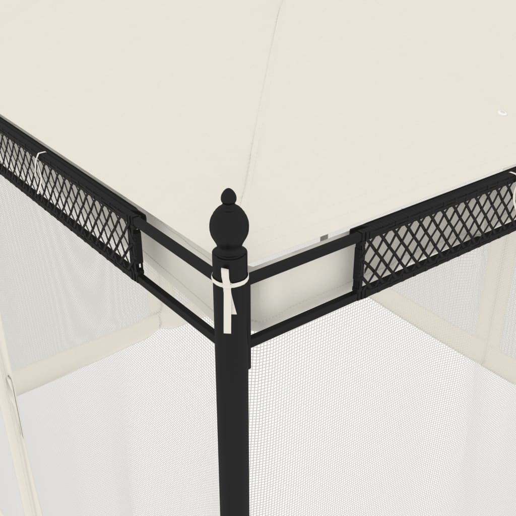 Gazebo con Pareti in Rete Crema 2,93x2,93 m in Acciaio