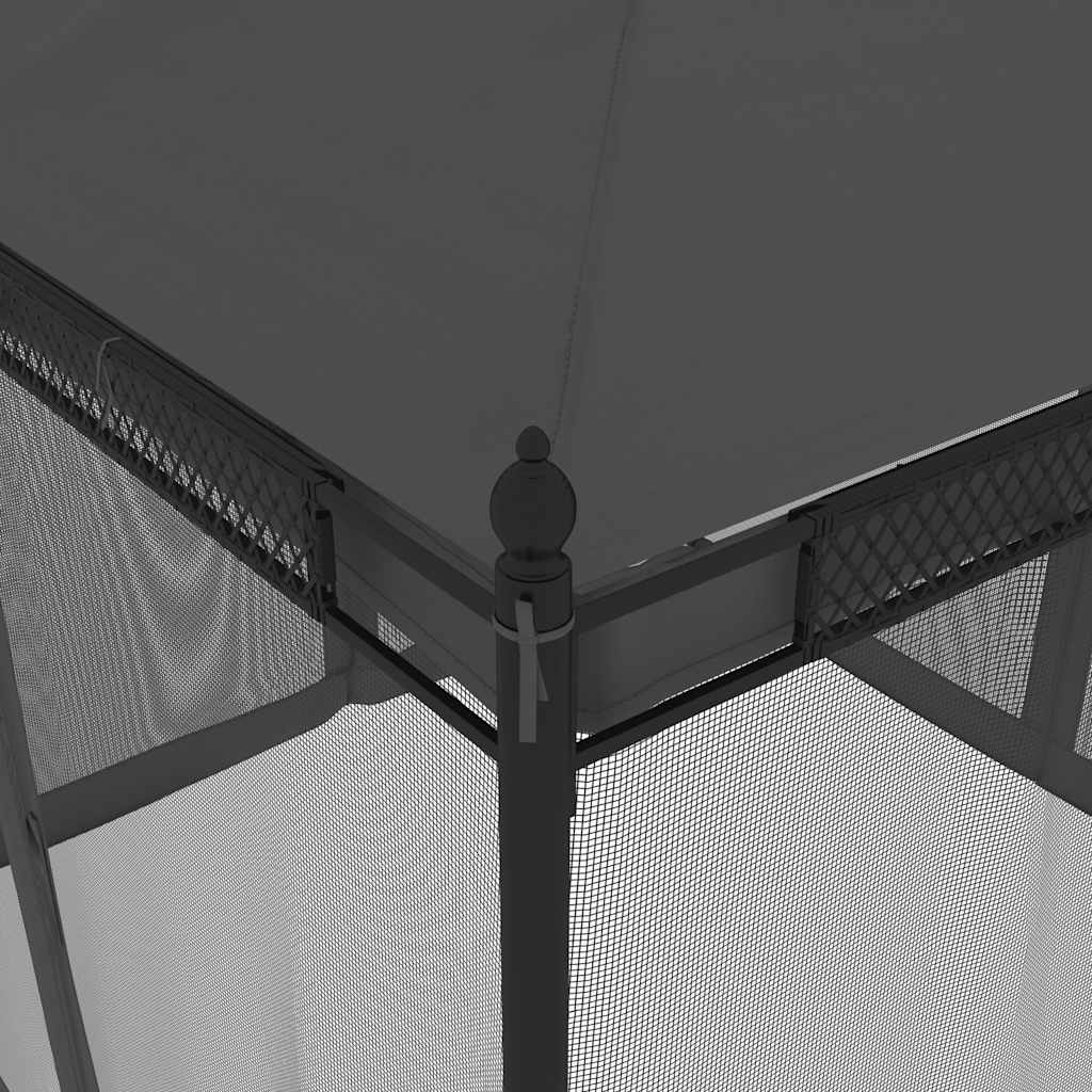 Gazebo con Pareti in Rete Antracite 2,93x2,93 m in Acciaio