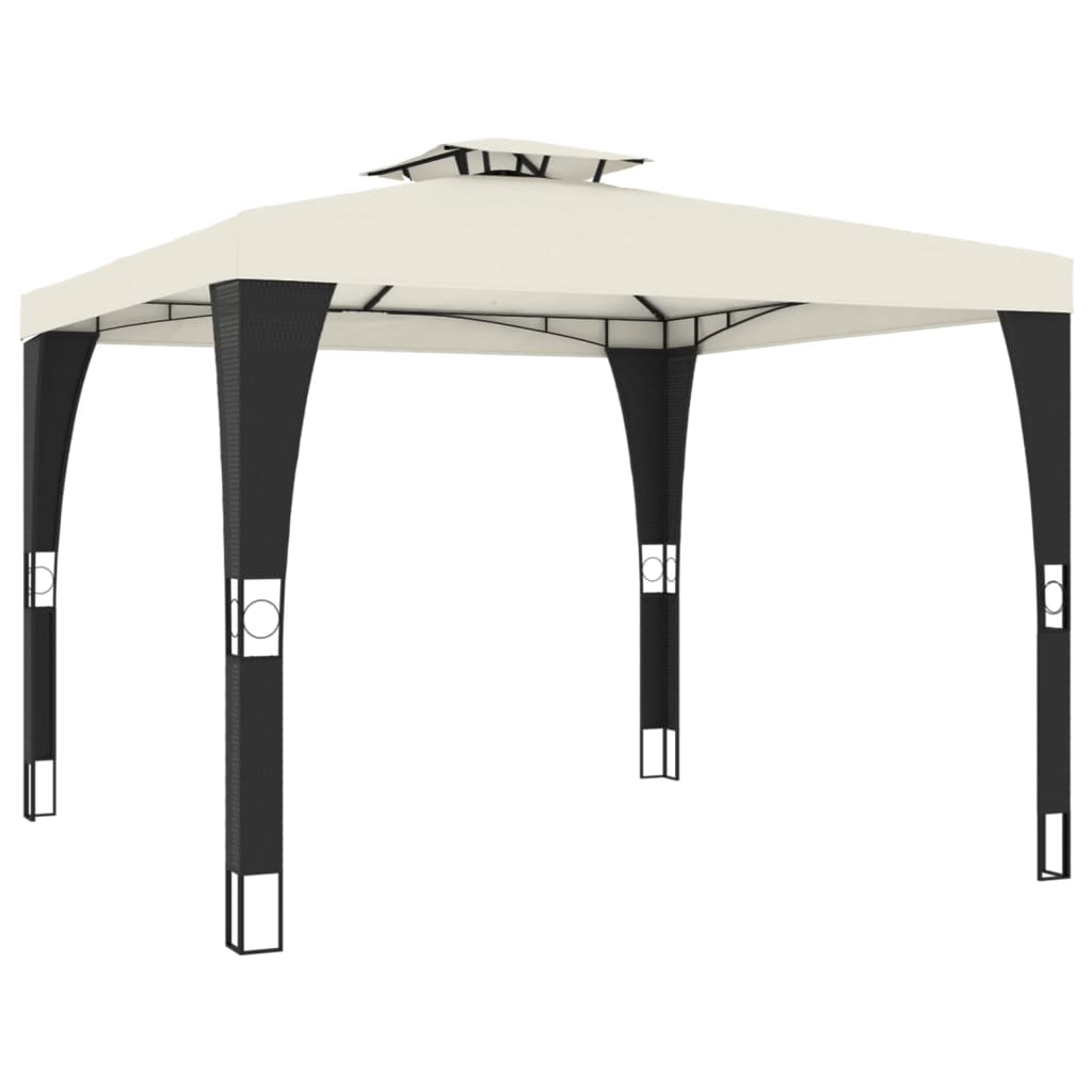 Gazebo con Tetto Doppio Crema 2,98x2,98 m in Acciaio