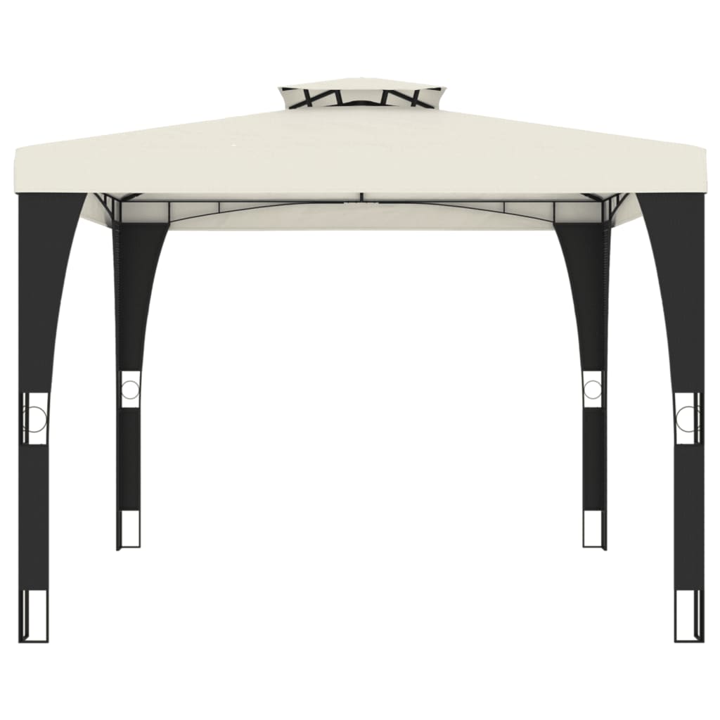 Gazebo con Tetto Doppio Crema 2,98x2,98 m in Acciaio