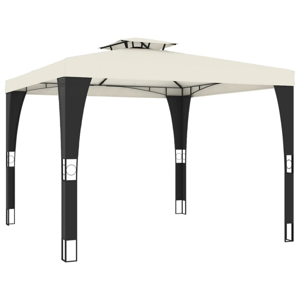 Gazebo con Tetto Doppio Crema 2,98x2,98 m in Acciaio