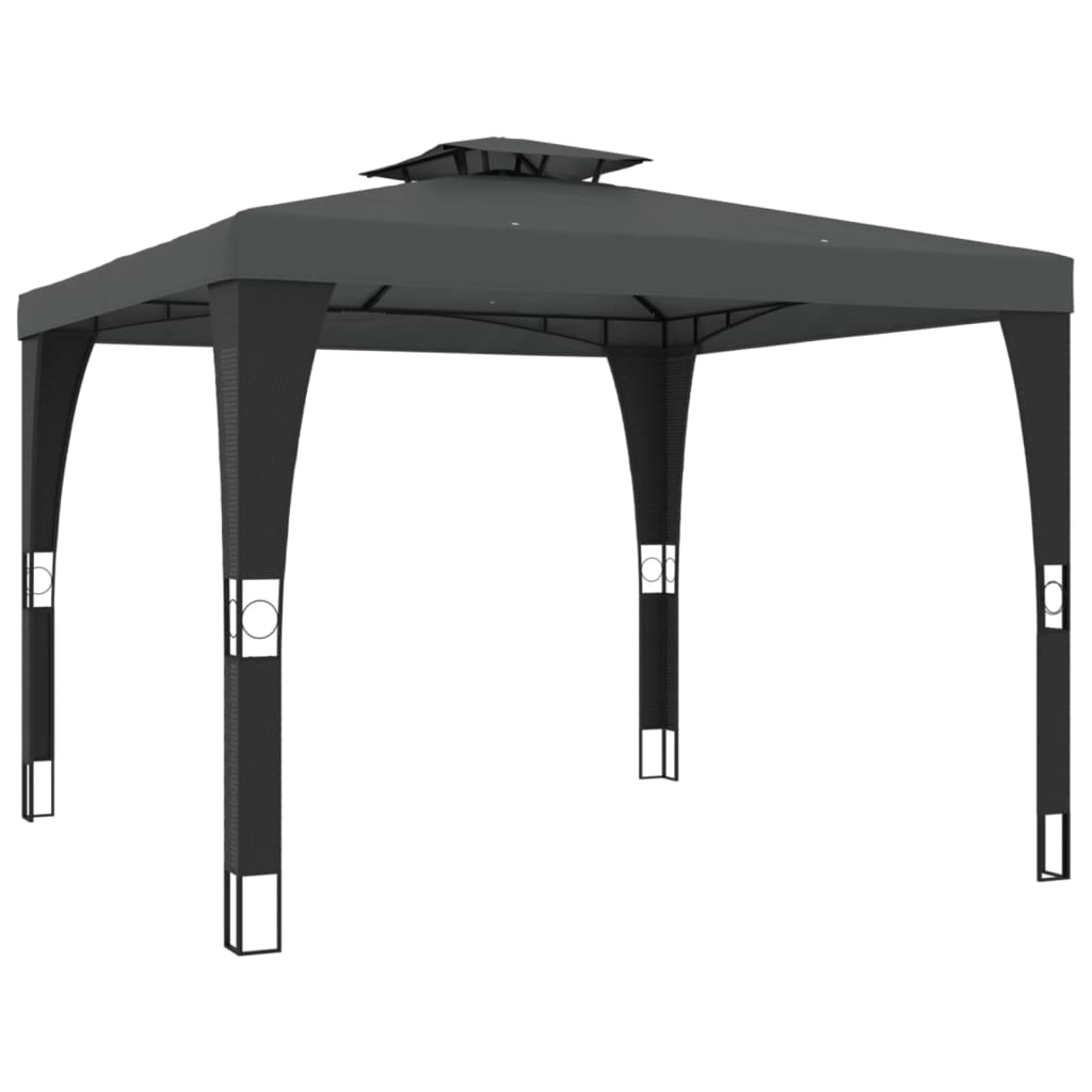 Gazebo con Tetto Doppio Antracite 2,98x2,98 m in Acciaio
