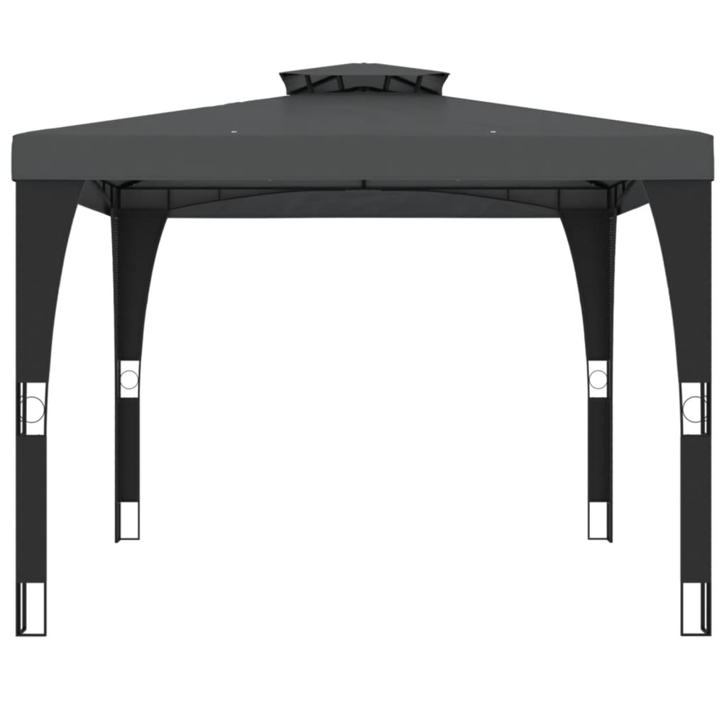 Gazebo con Tetto Doppio Antracite 2,98x2,98 m in Acciaio