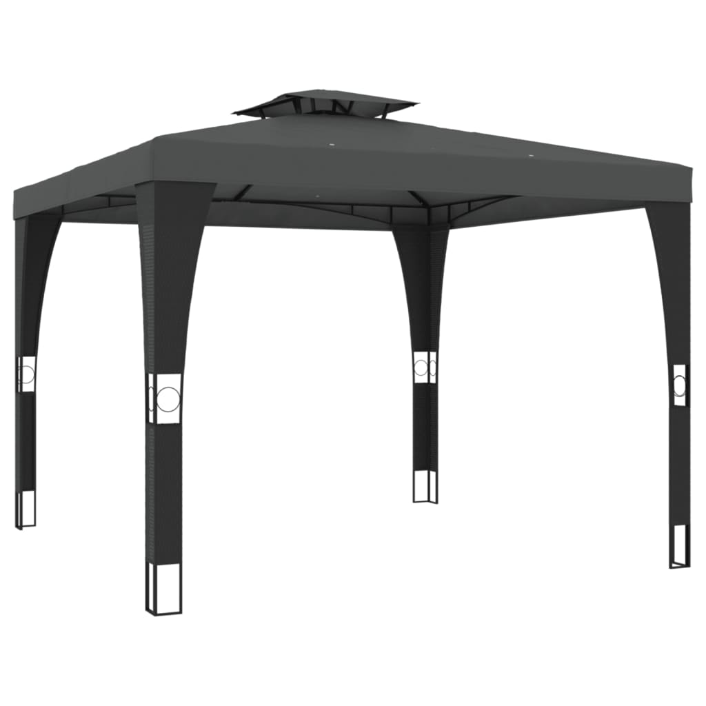 Gazebo con Tetto Doppio Antracite 2,98x2,98 m in Acciaio