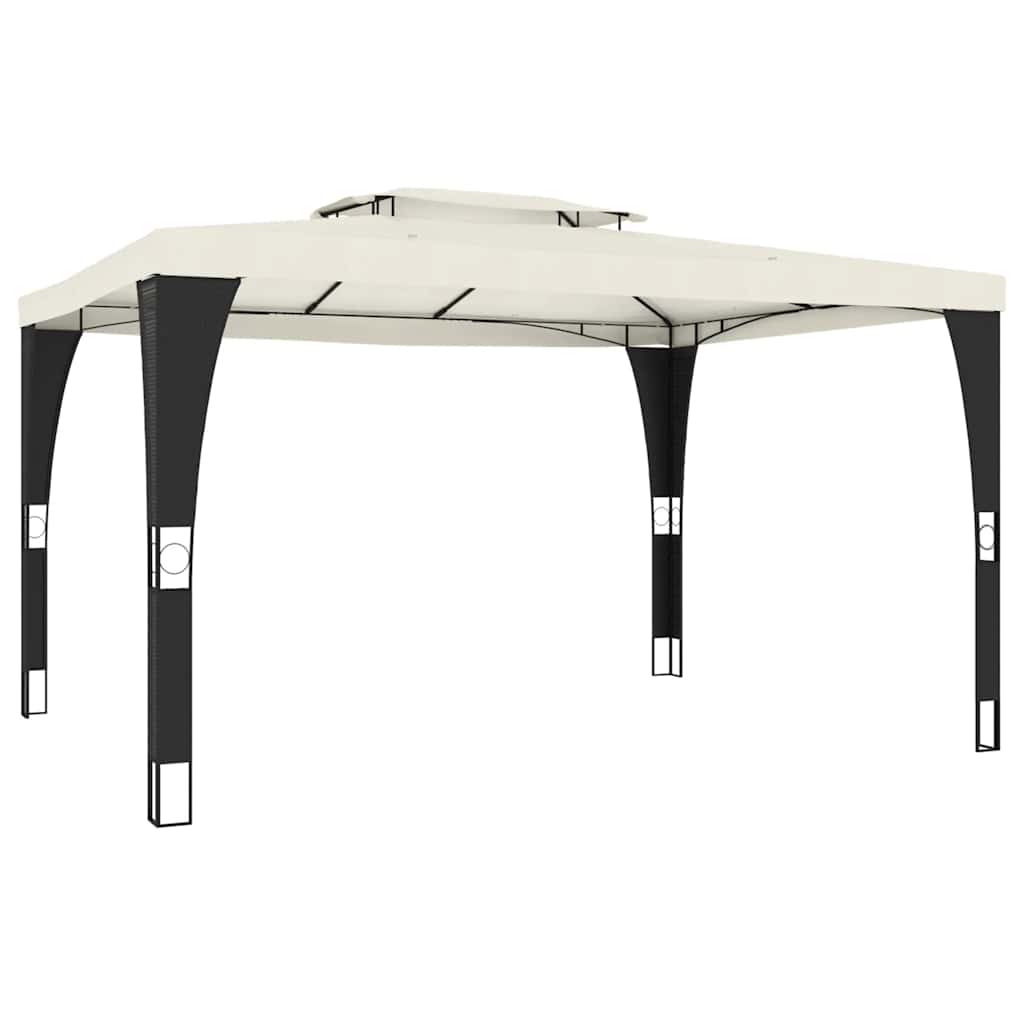 Gazebo con Tetto Doppio Crema 3,98x2,98 m in Acciaio