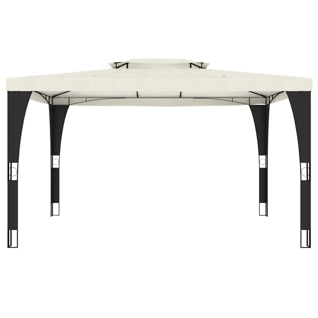 Gazebo con Tetto Doppio Crema 3,98x2,98 m in Acciaio