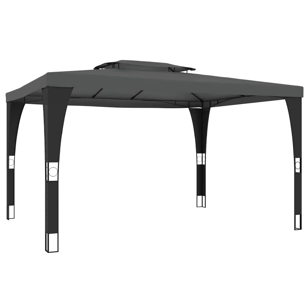 Gazebo con Tetto Doppio Antracite 3,98x2,98 m in Acciaio